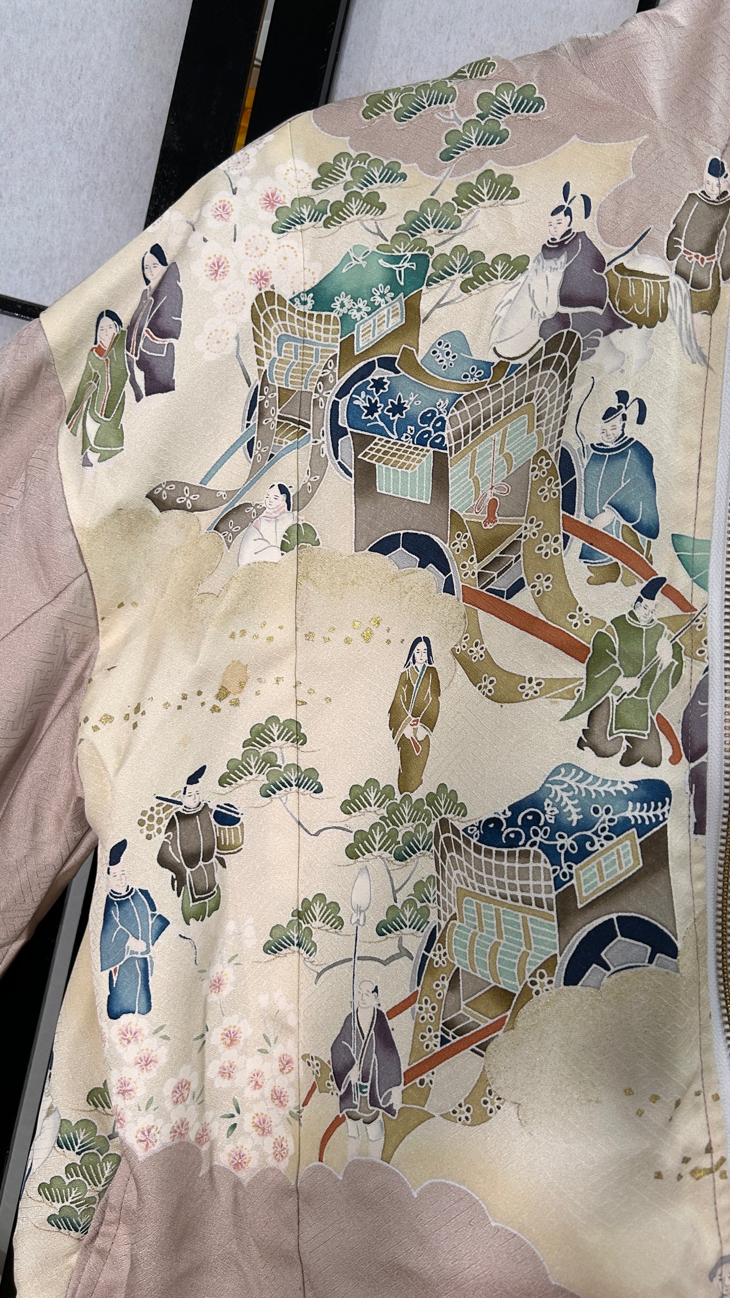 Upcycled Kimono Hoodie with Zipper