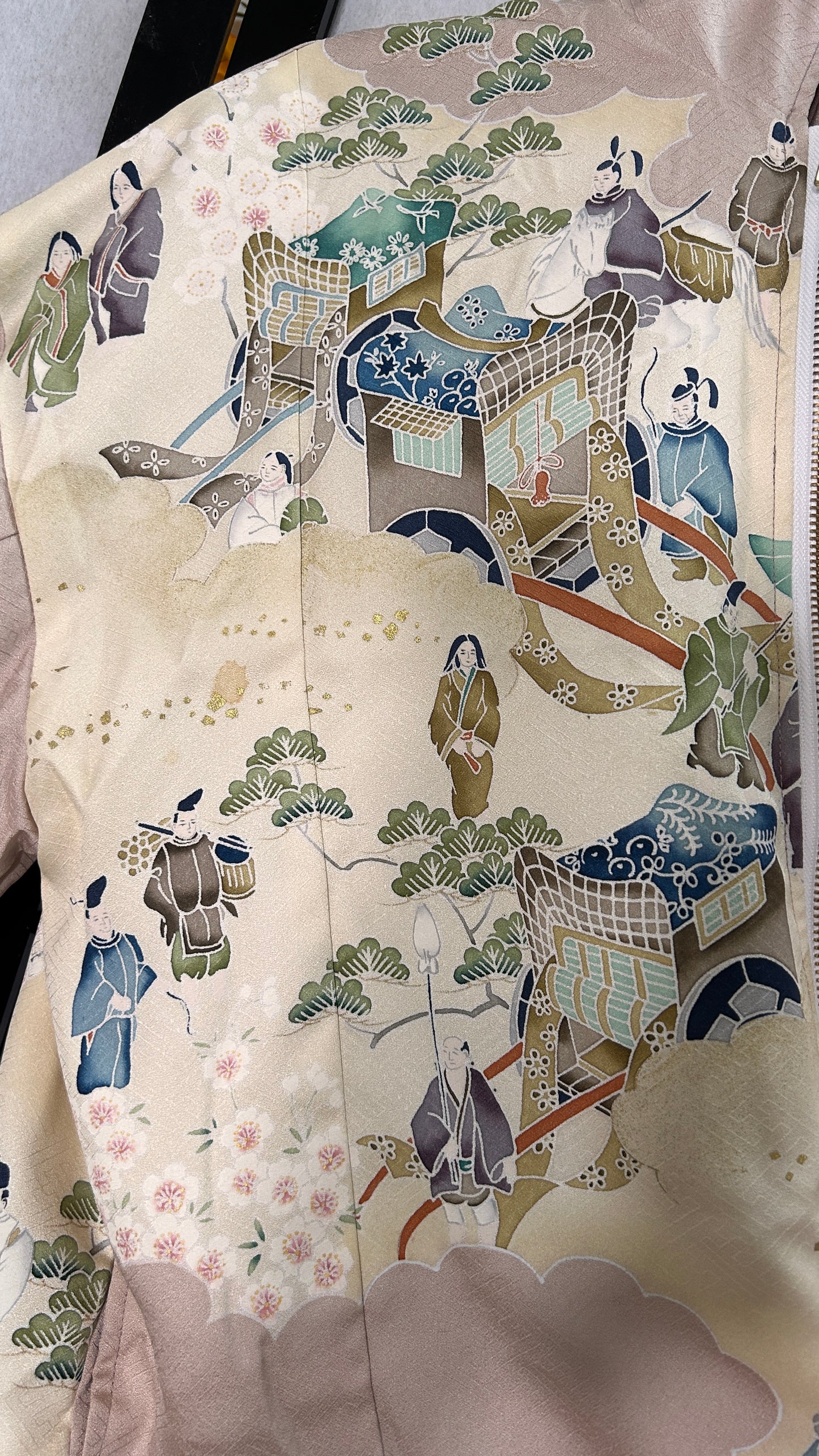 Upcycled Kimono Hoodie with Zipper