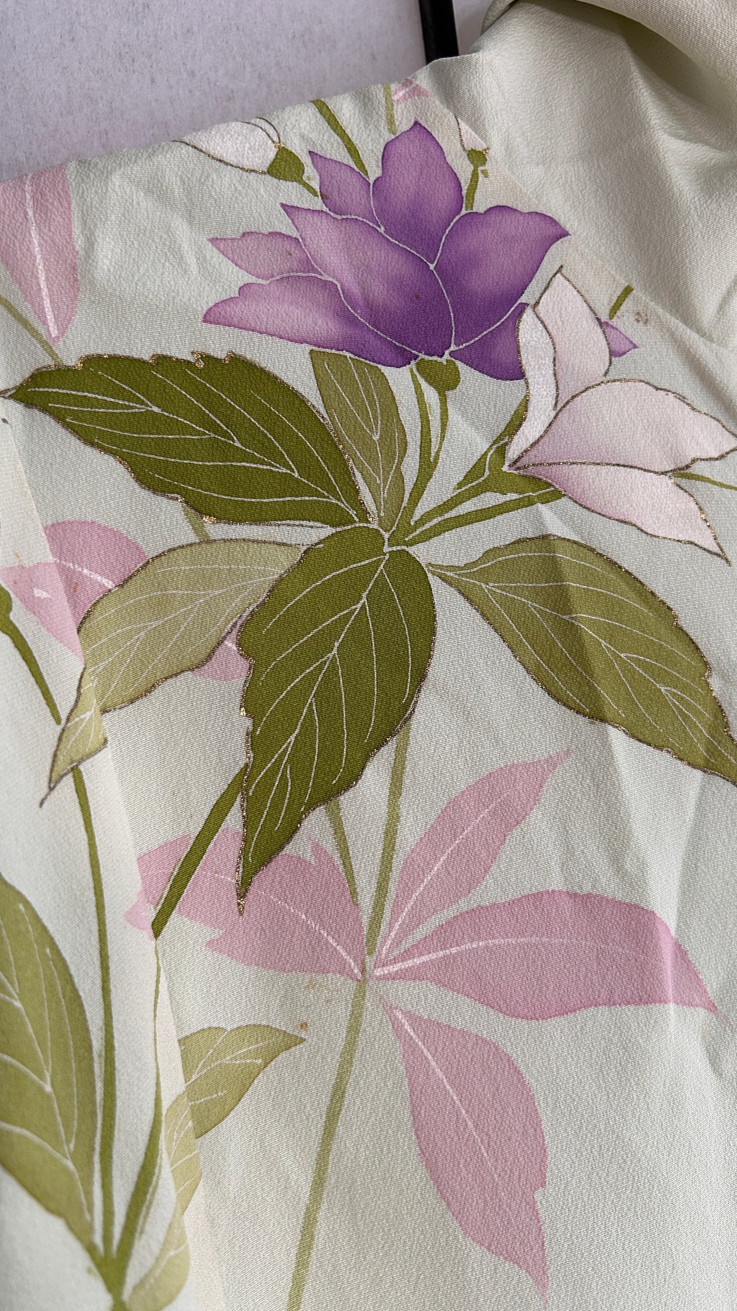 Upcycled Kimono Hoodie with Zipper Light green