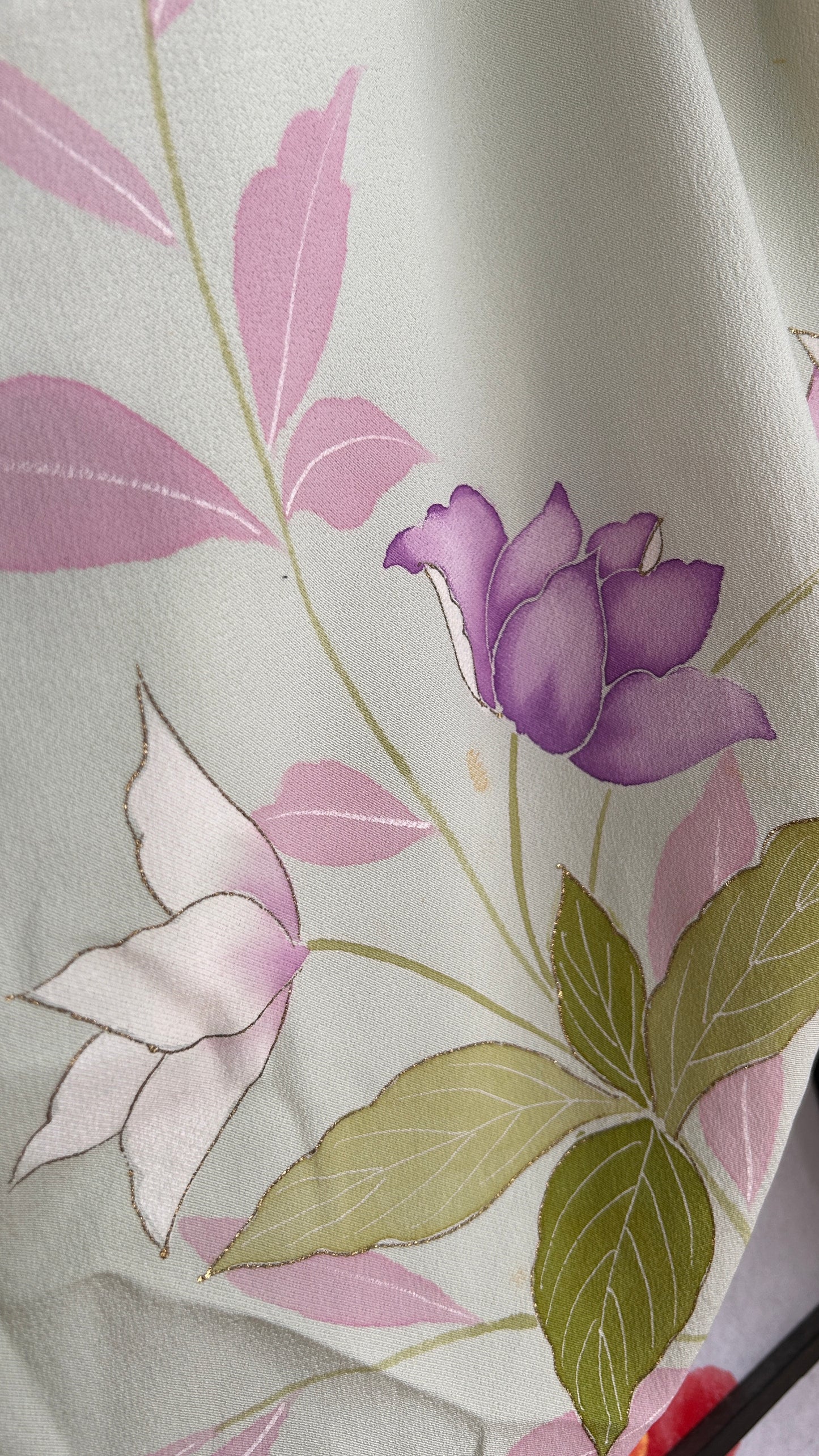 Upcycled Kimono Hoodie with Zipper Light green