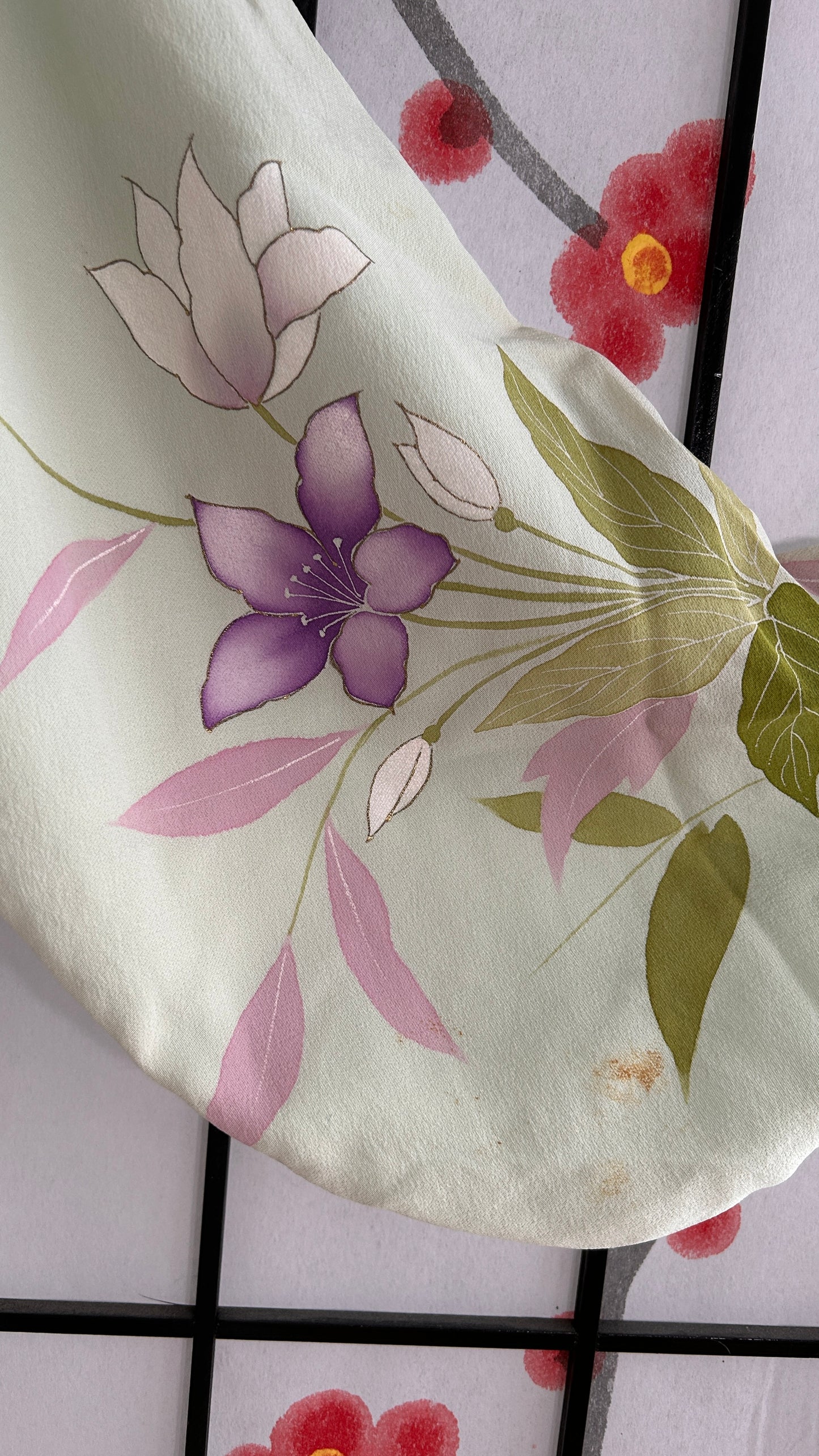 Upcycled Kimono Hoodie with Zipper Light green