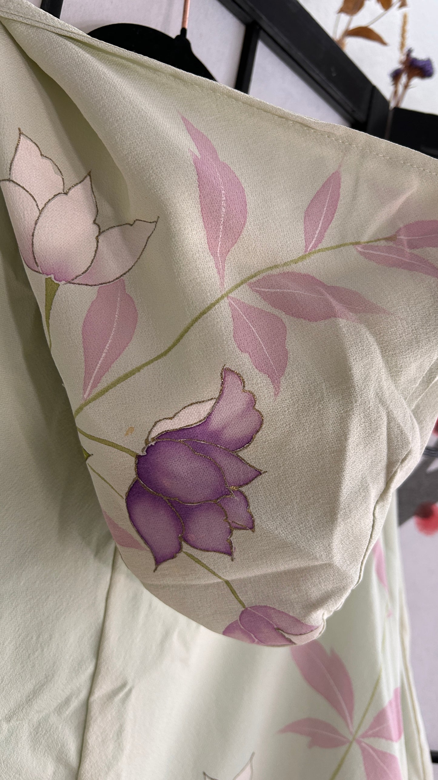 Upcycled Kimono Hoodie with Zipper Light green