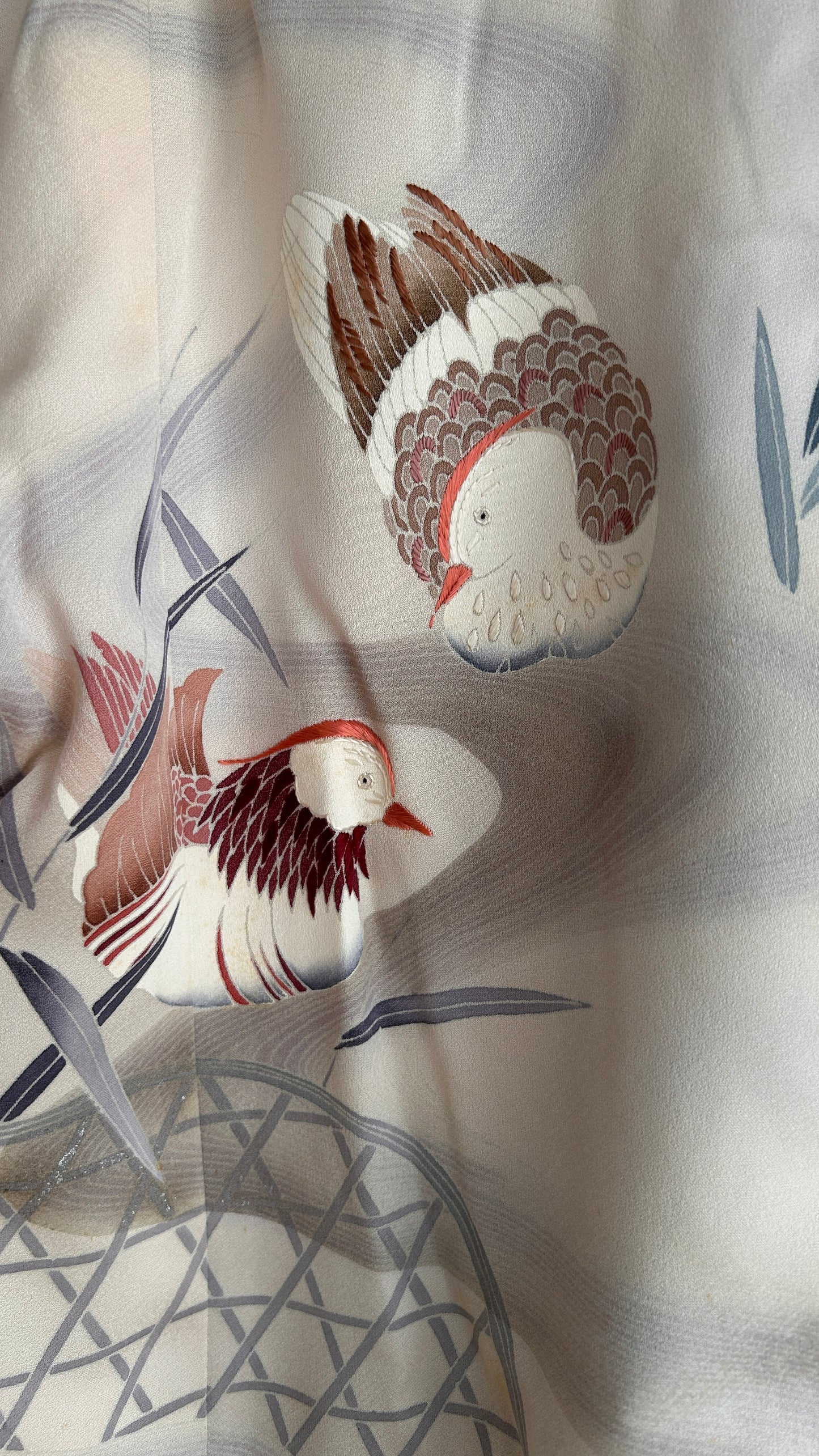 Upcycled Kimono Regular Hoodie with Zipper Light Lavender hand Painted