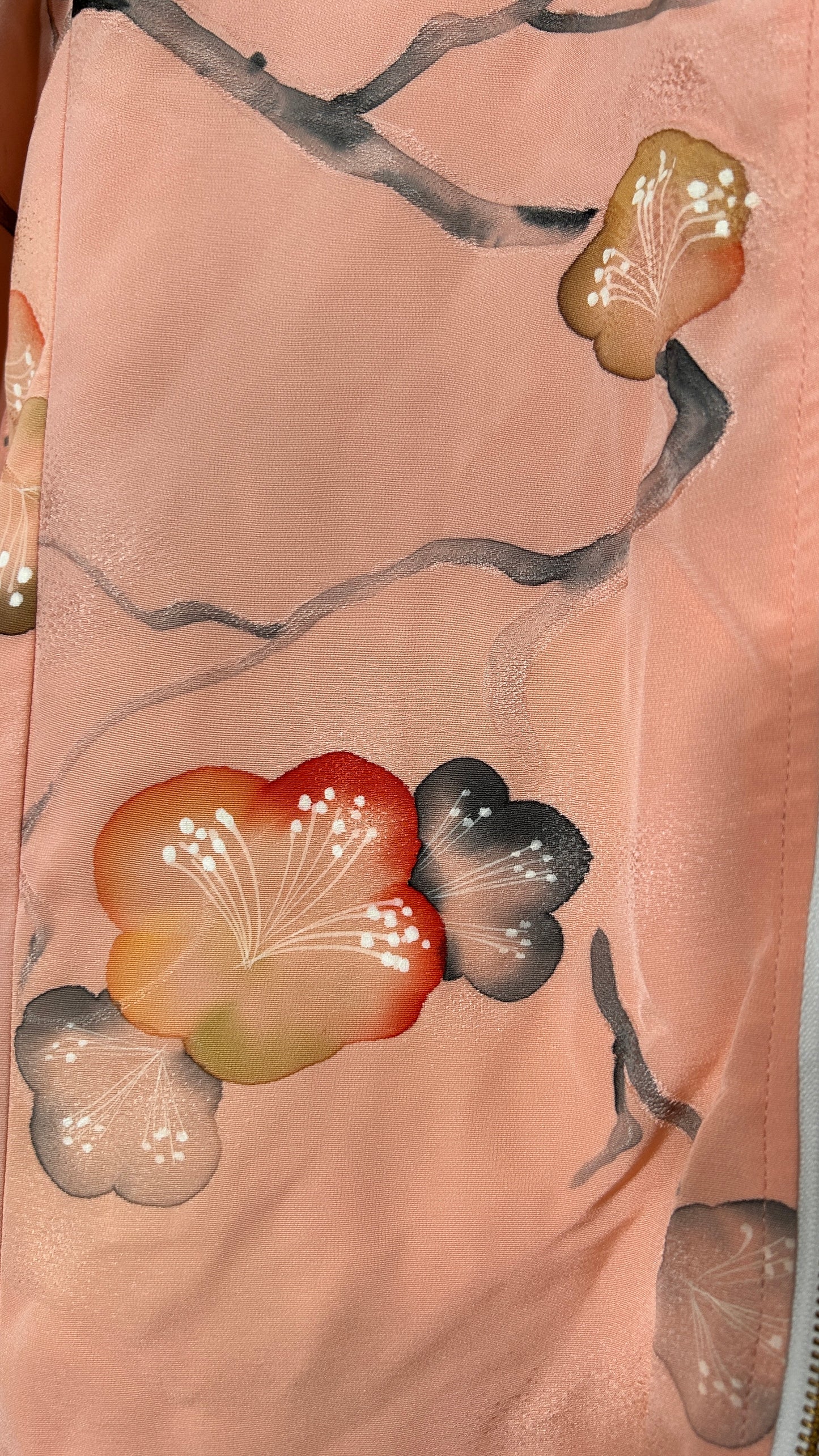 Upcycled Kimono Hoodie with Zipper Pink