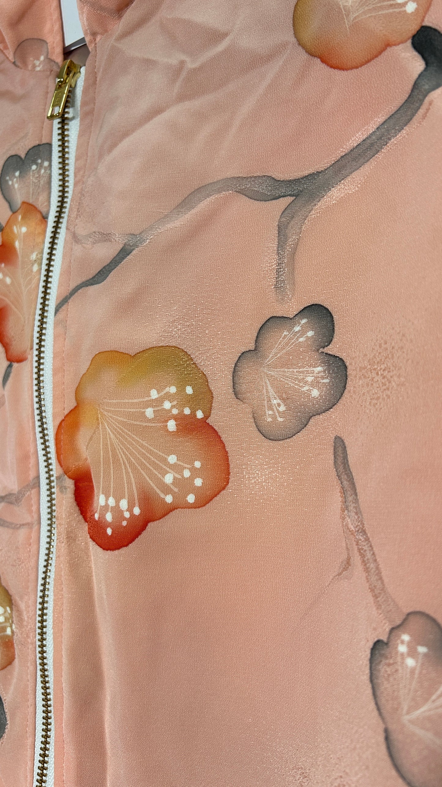 Upcycled Kimono Hoodie with Zipper Pink