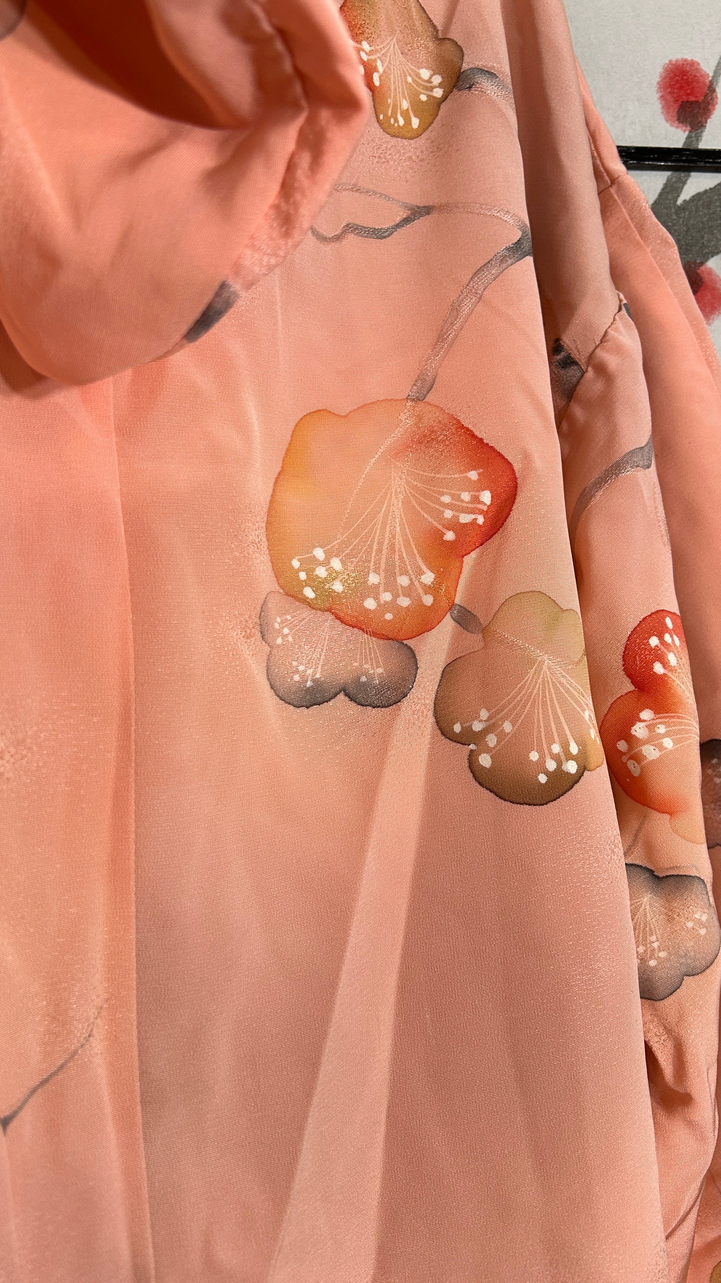 Upcycled Kimono Hoodie with Zipper Pink