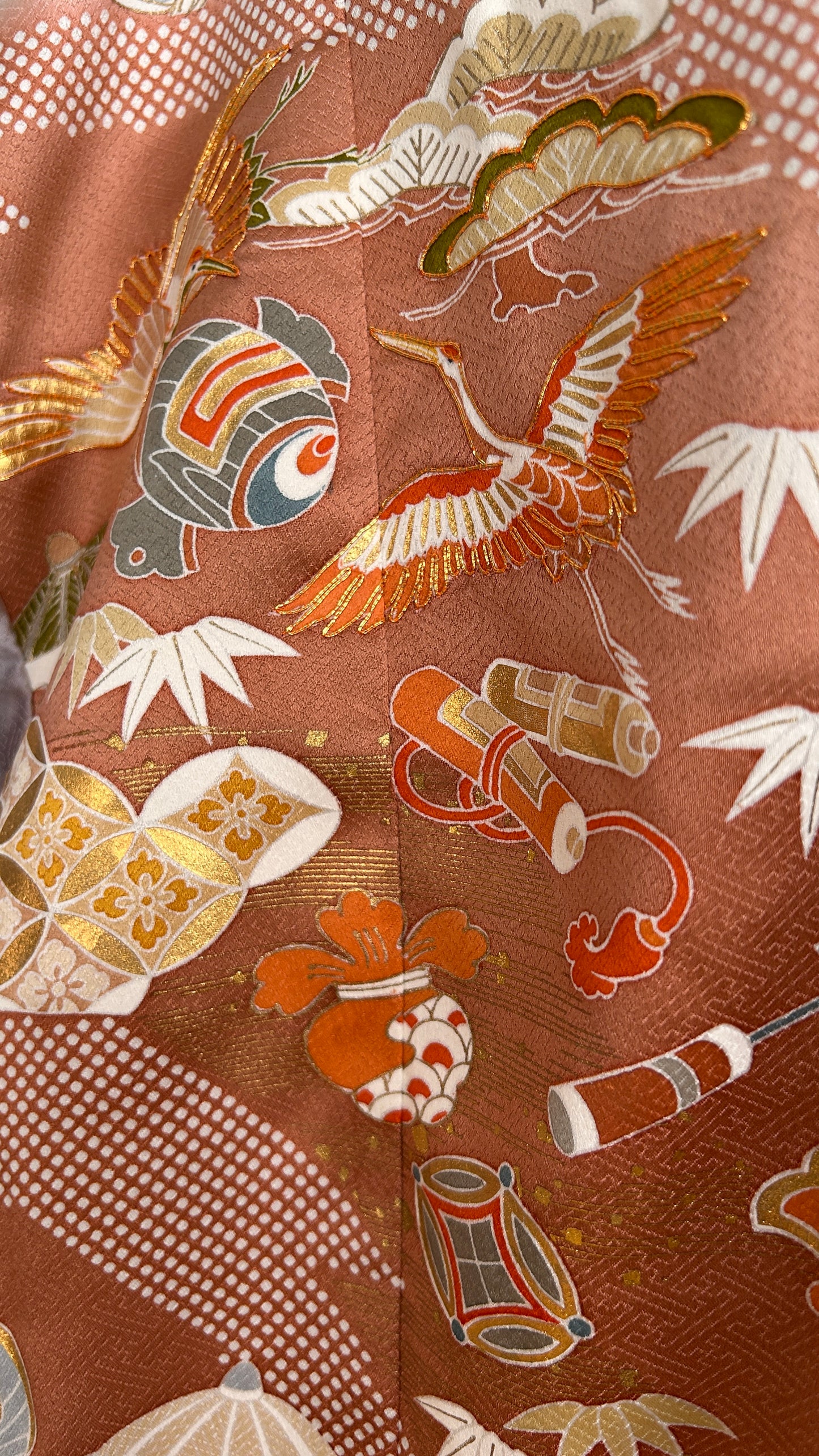 Upcycled Kimono Regular Hoodie with Zipper Lavender hand Painted