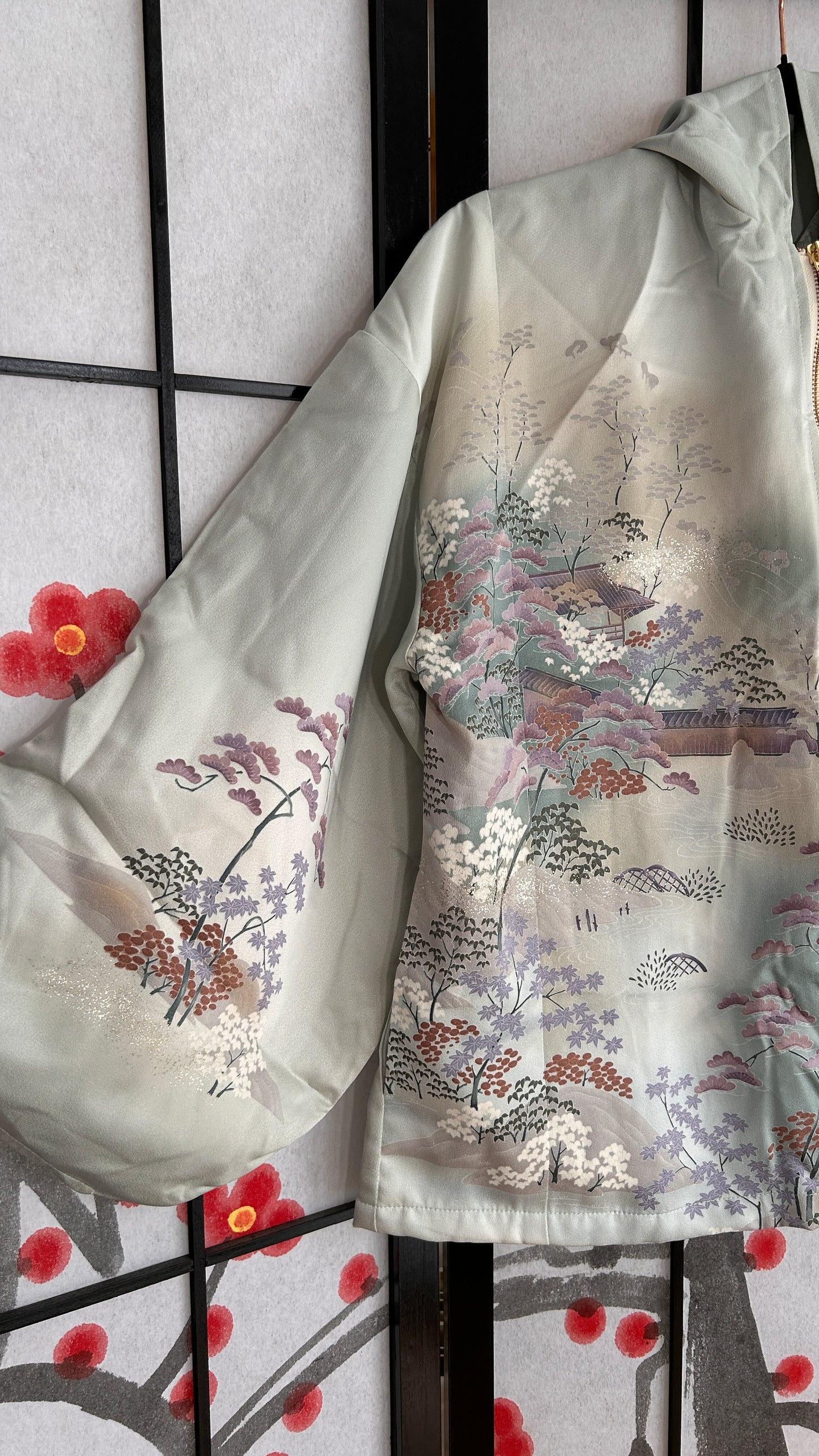 Upcycled Kimono Hoodie with Zipper Light blue