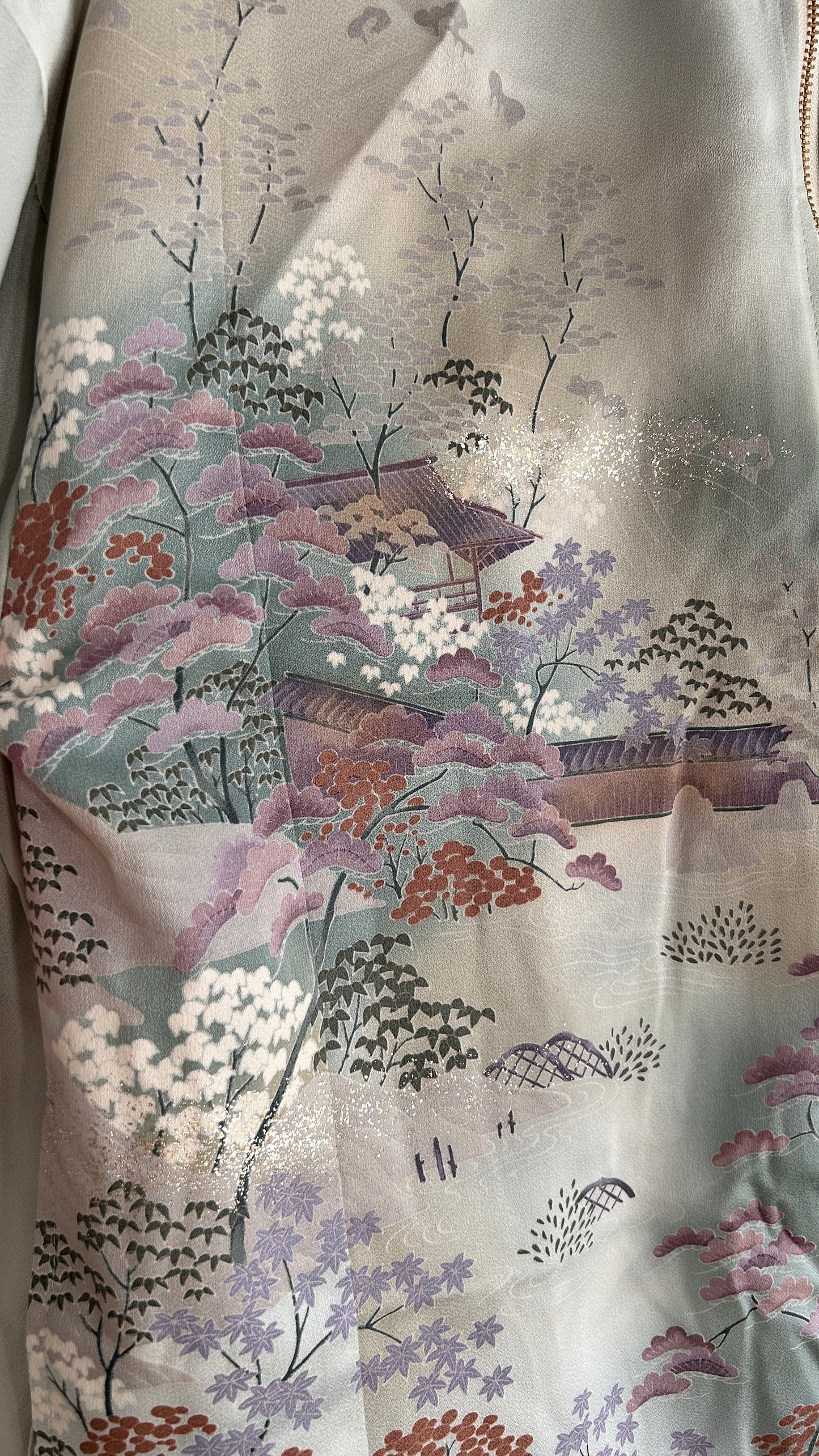 Upcycled Kimono Hoodie with Zipper Light blue