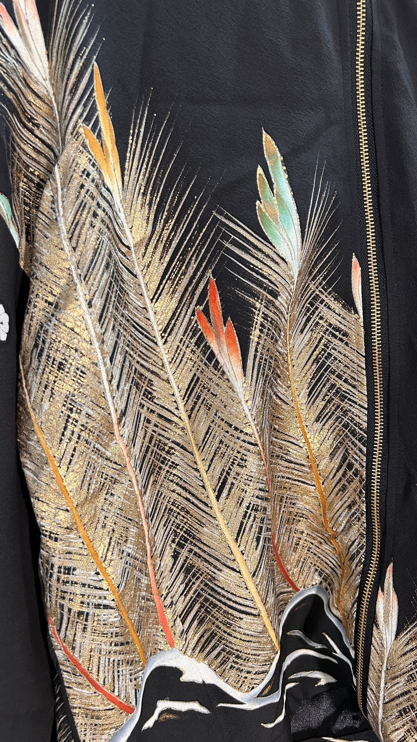 Upcycled Kimono Hoodie with Zipper Black