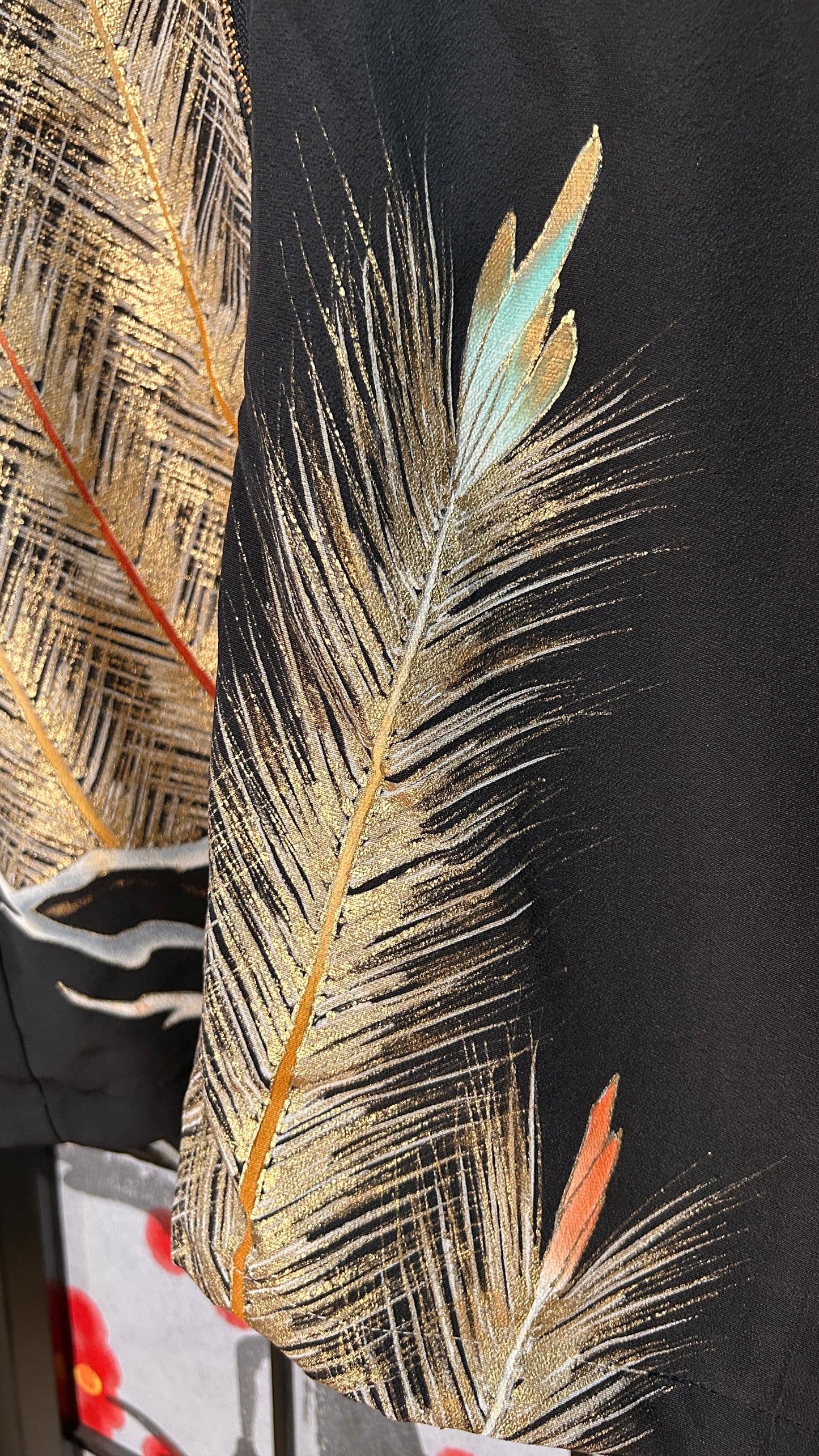 Upcycled Kimono Hoodie with Zipper Black