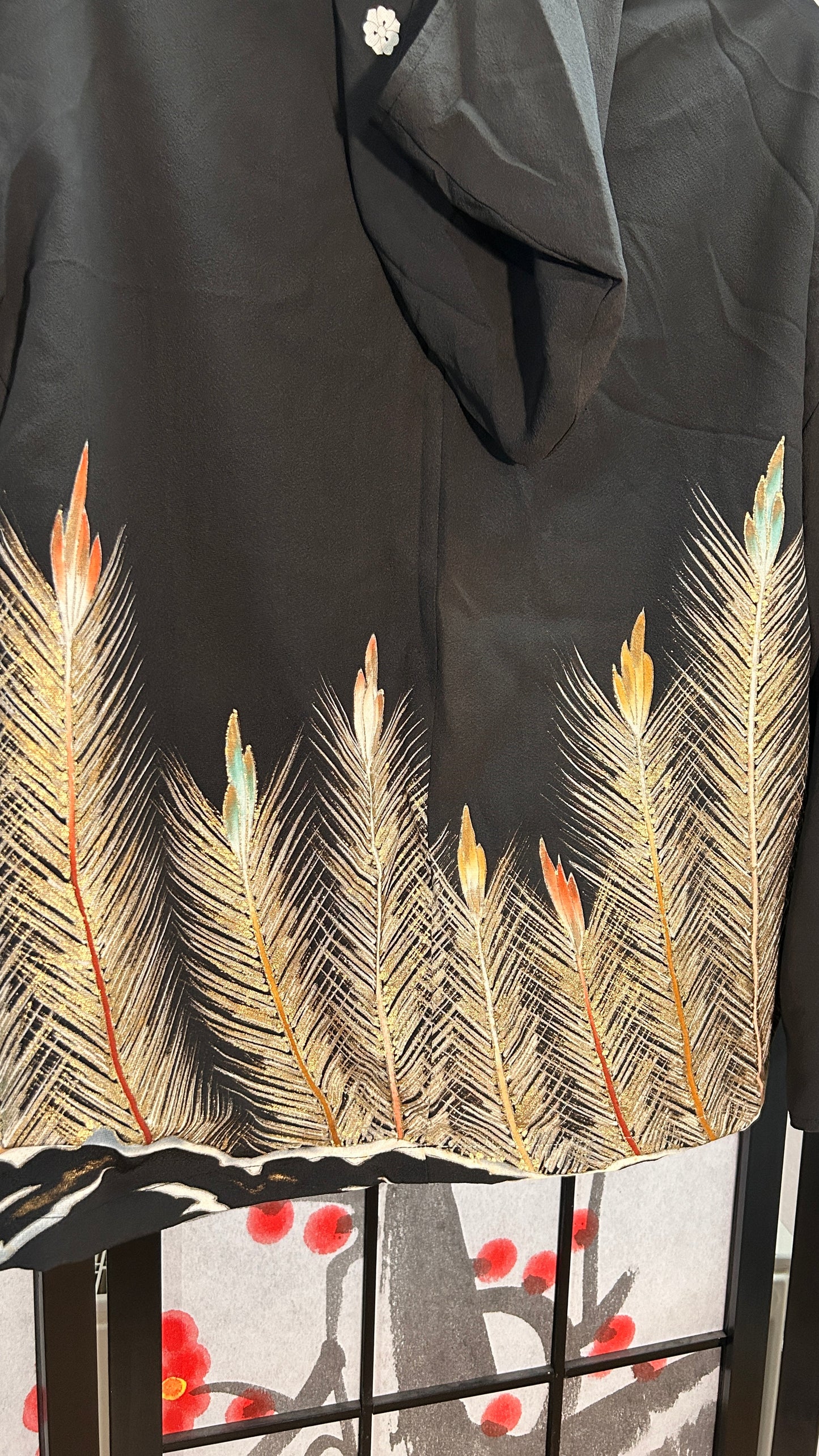 Upcycled Kimono Hoodie with Zipper Black