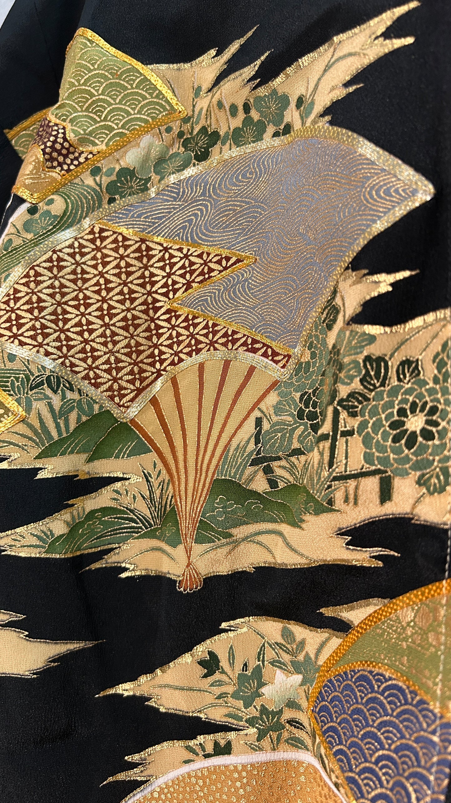 Upcycled Kimono Hoodie with Zipper Black