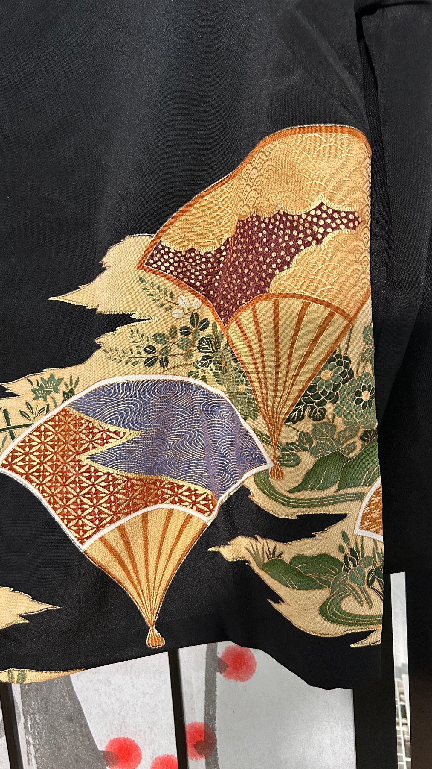 Upcycled Kimono Hoodie with Zipper Black