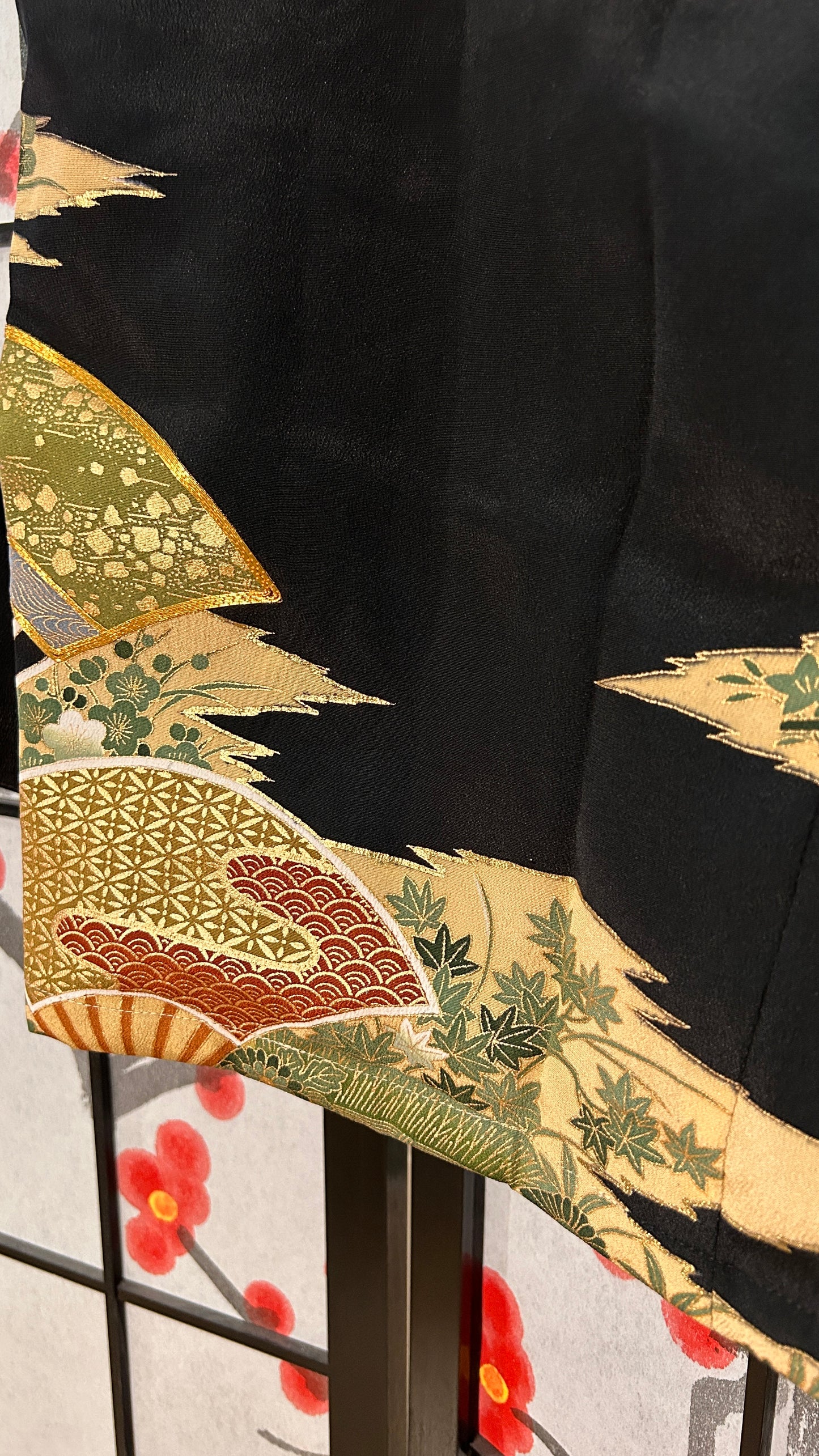 Upcycled Kimono Hoodie with Zipper Black