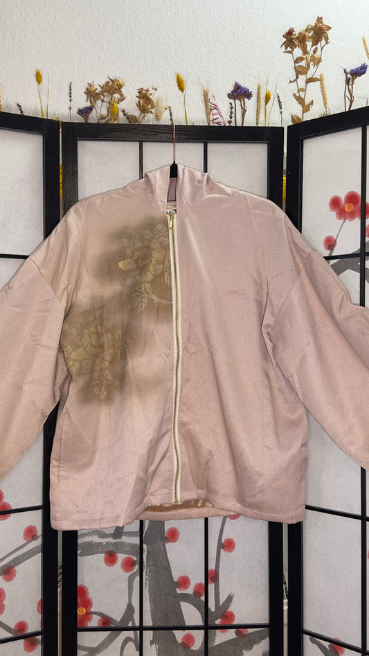 Upcycled Kimono Hoodie with Zipper