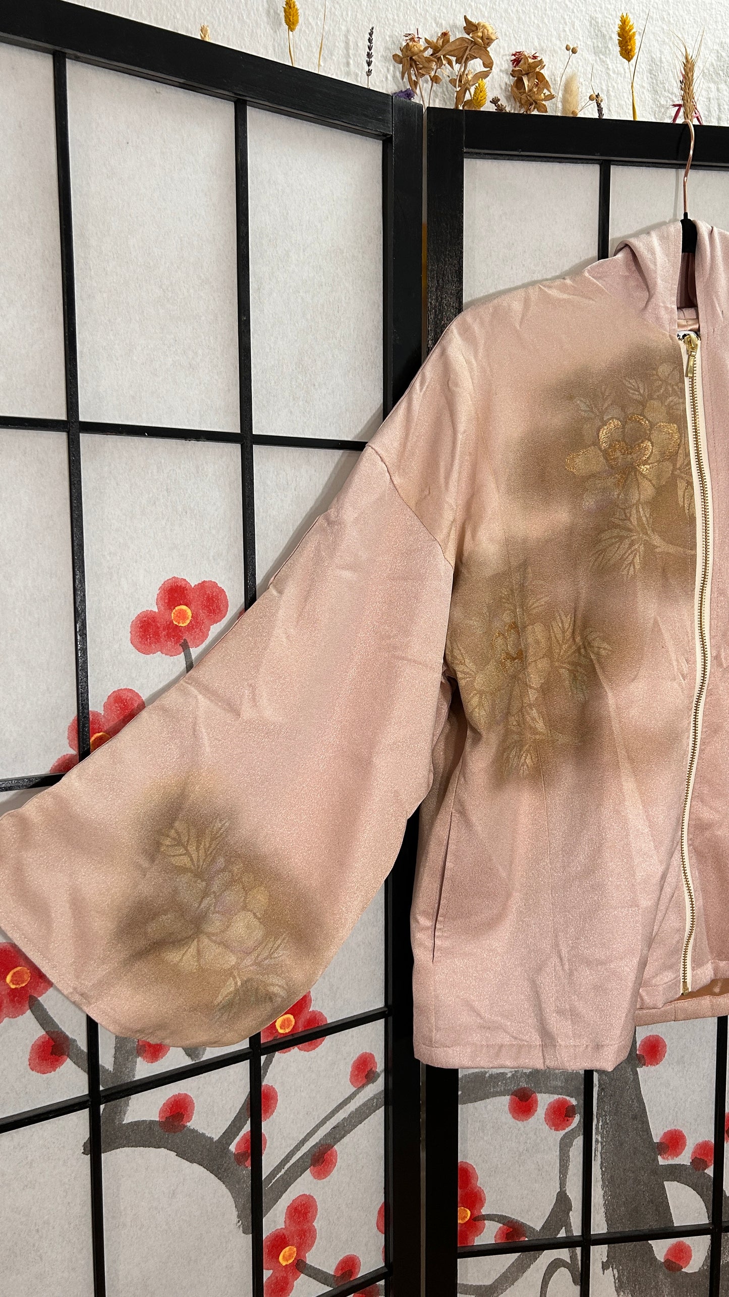 Upcycled Kimono Hoodie with Zipper