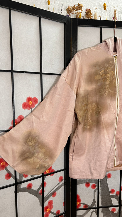 Upcycled Kimono Hoodie with Zipper
