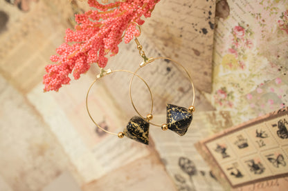 Sonobe Origami Black Creole Earrings