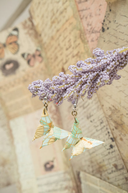 Butterfly Origami Earrings – detail view | Leverras Art