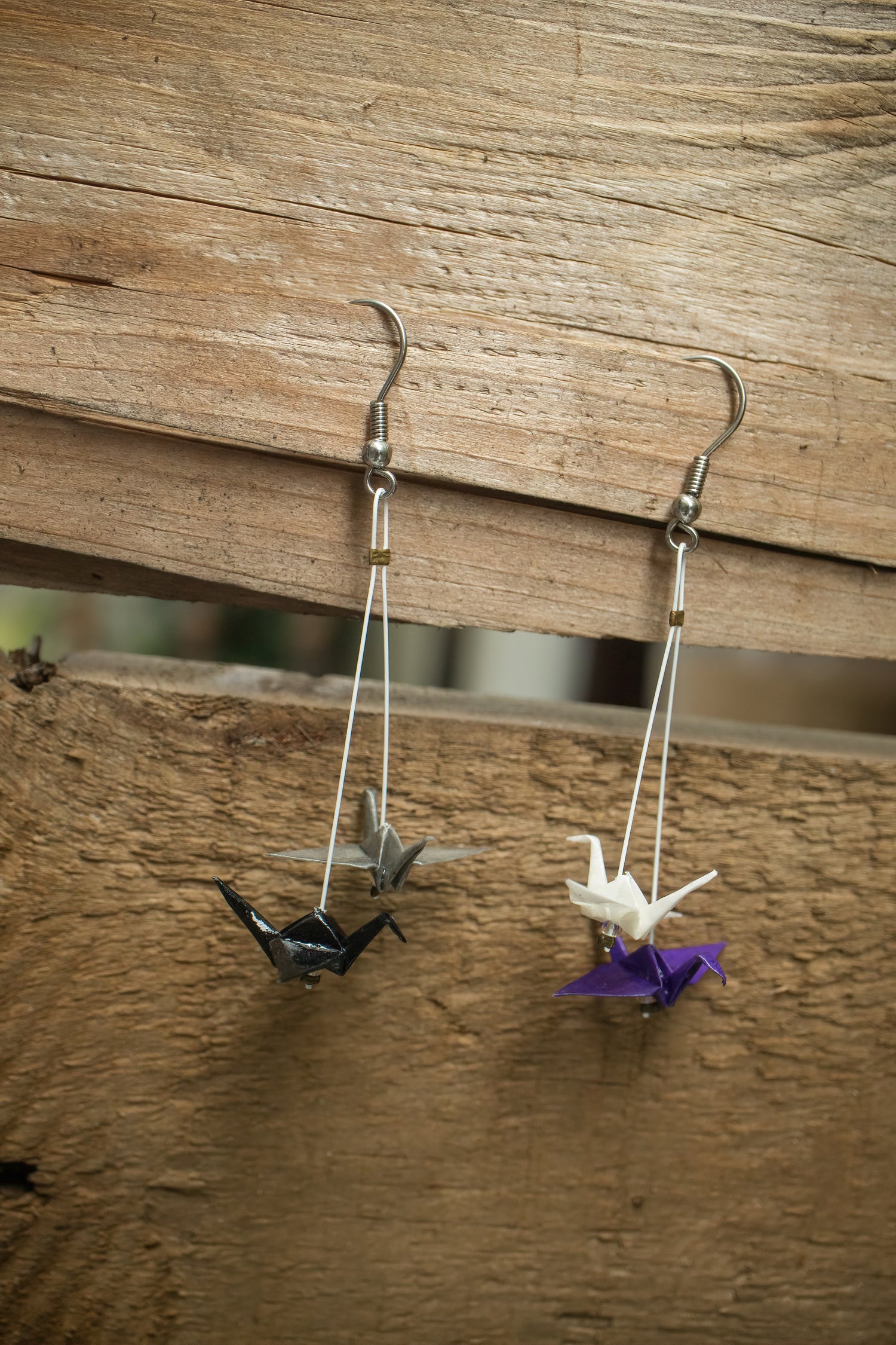 Asexual Mini Crane LGBTQ Origami Earrings | Leverras Art