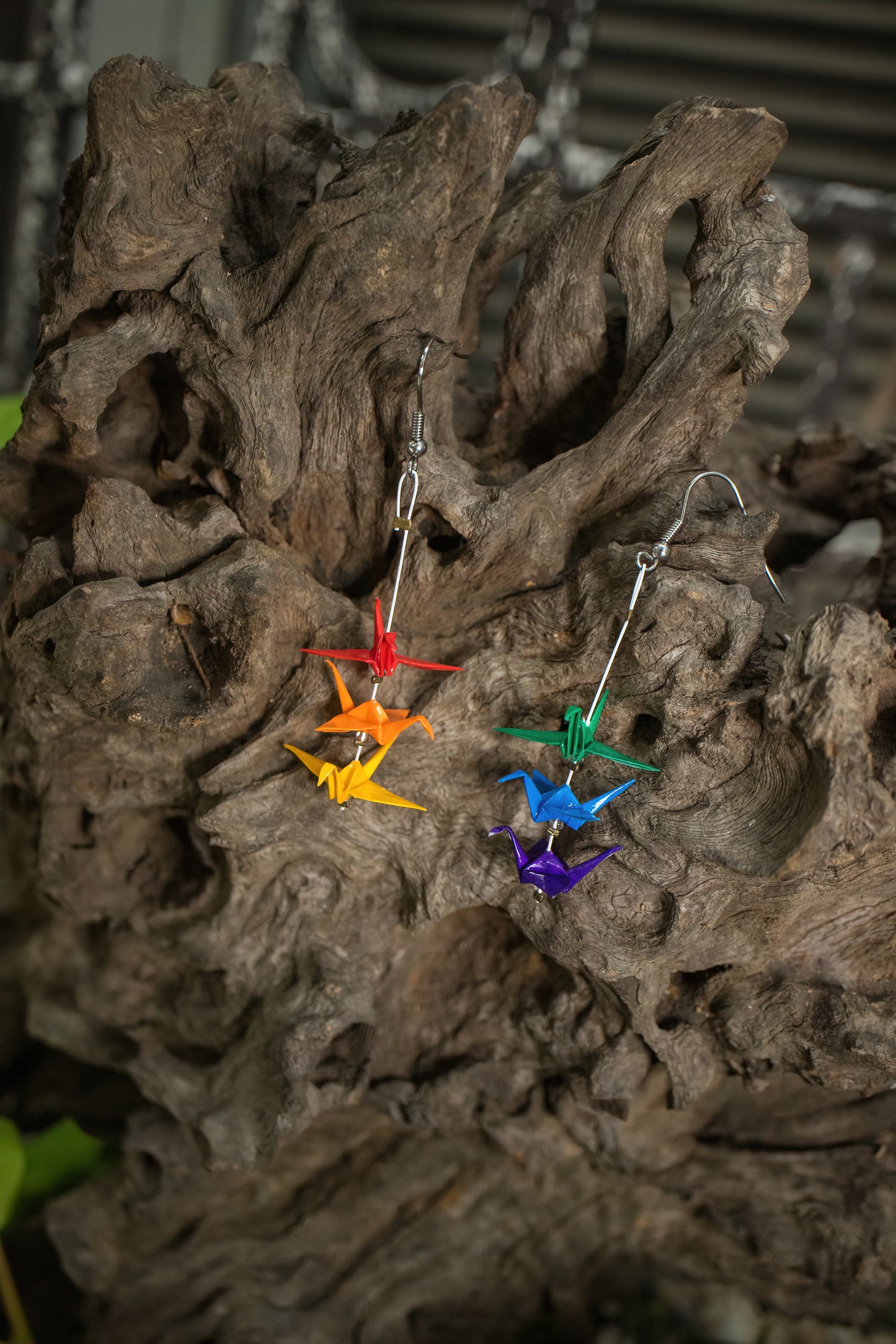 Rainbow Mini Crane LGBTQ Origami Earrings