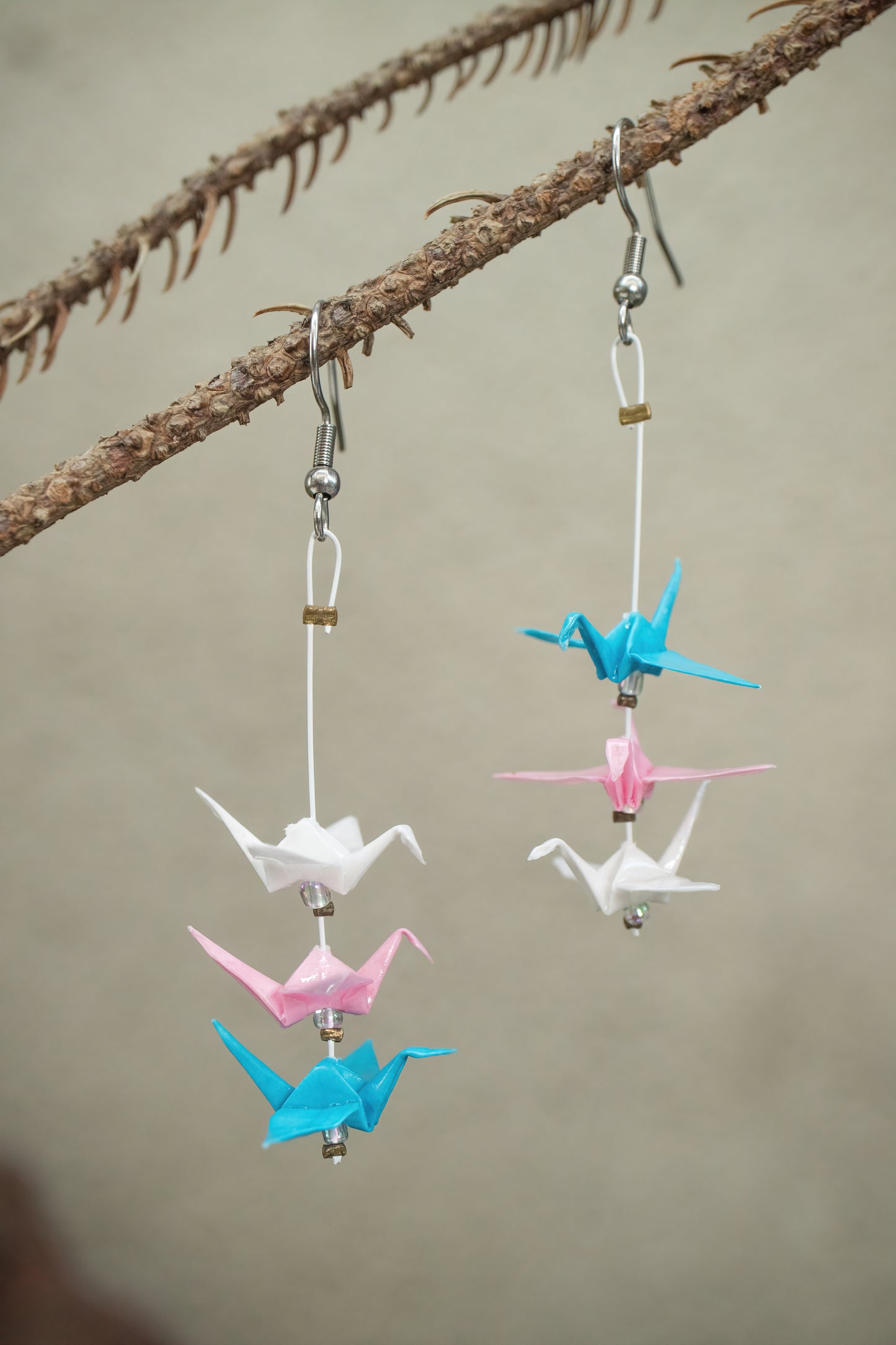 Trans Mini Crane LGBTQ Origami Earrings