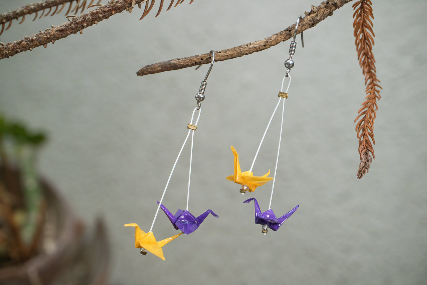 Intersexual Mini Crane LGBTQ Origami Earrings