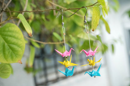 Pansexual Mini Crane LGBTQ Origami Earrings