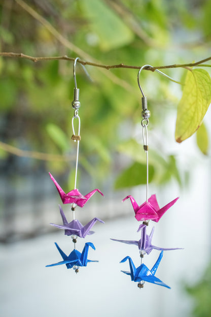 Bisexual Mini Crane LGBTQ Origami Earrings | Leverras Art