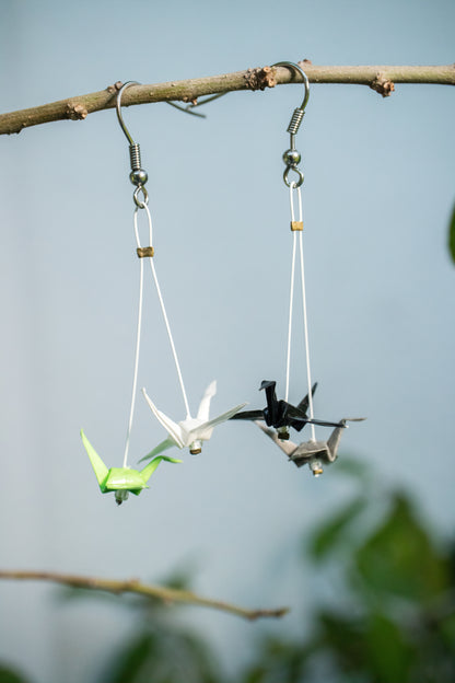 Agender Mini Crane LGBTQ Origami Earrings | Leverras Art