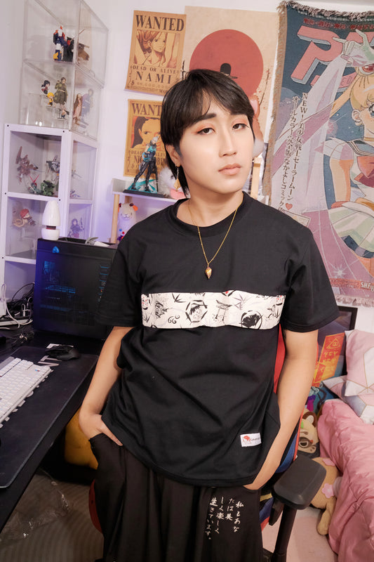 Unisex T-Shirt Loose Fit with Traditional Japanese Fabric