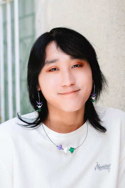 Genderqueer Mini Crane LGBTQ Origami Earrings