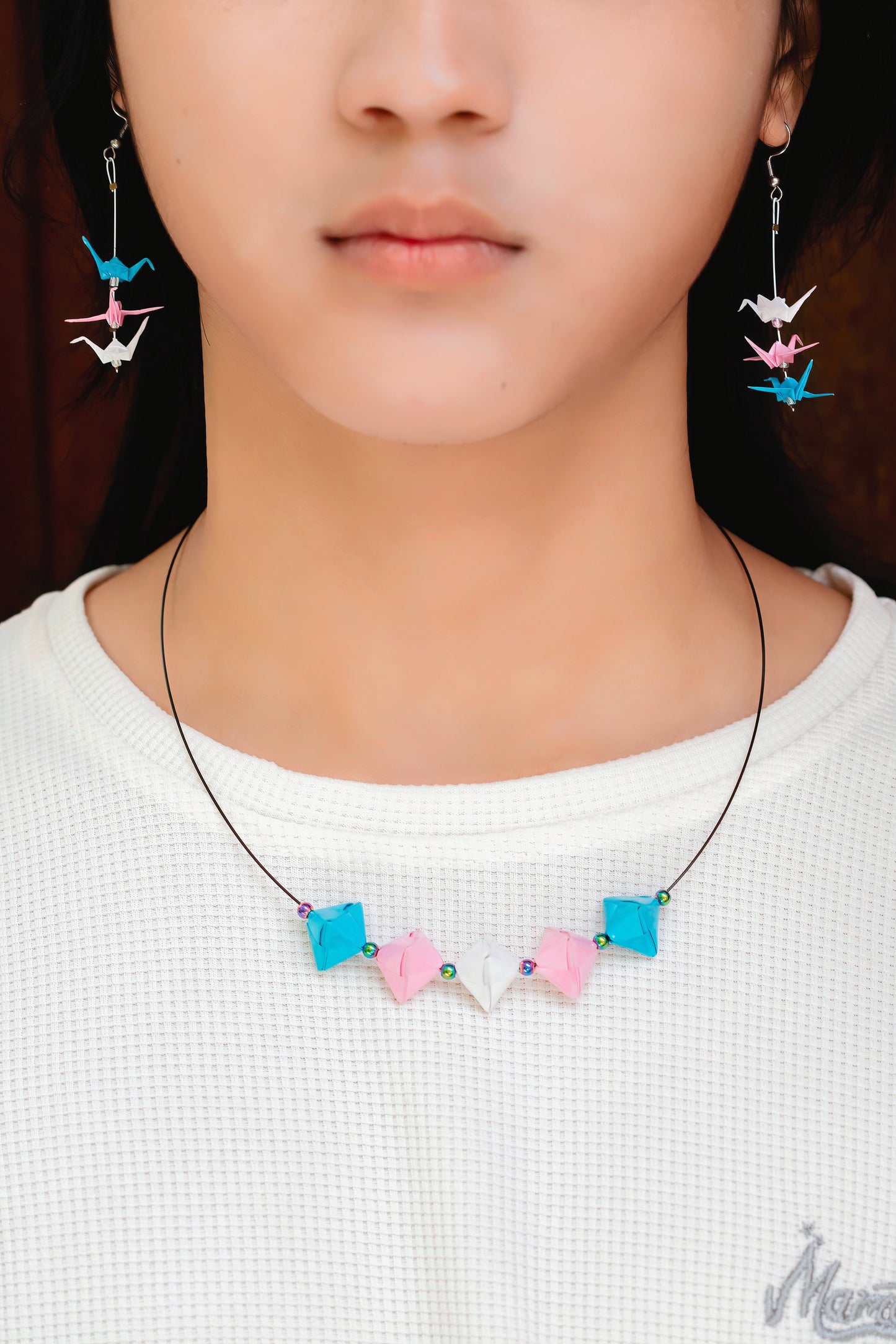 Trans Mini Crane LGBTQ Origami Earrings
