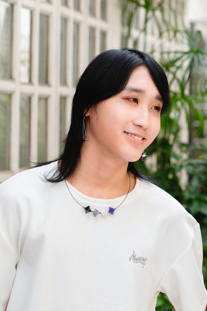 Asexual Mini Crane LGBTQ Origami Earrings – detail view | Leverras Art