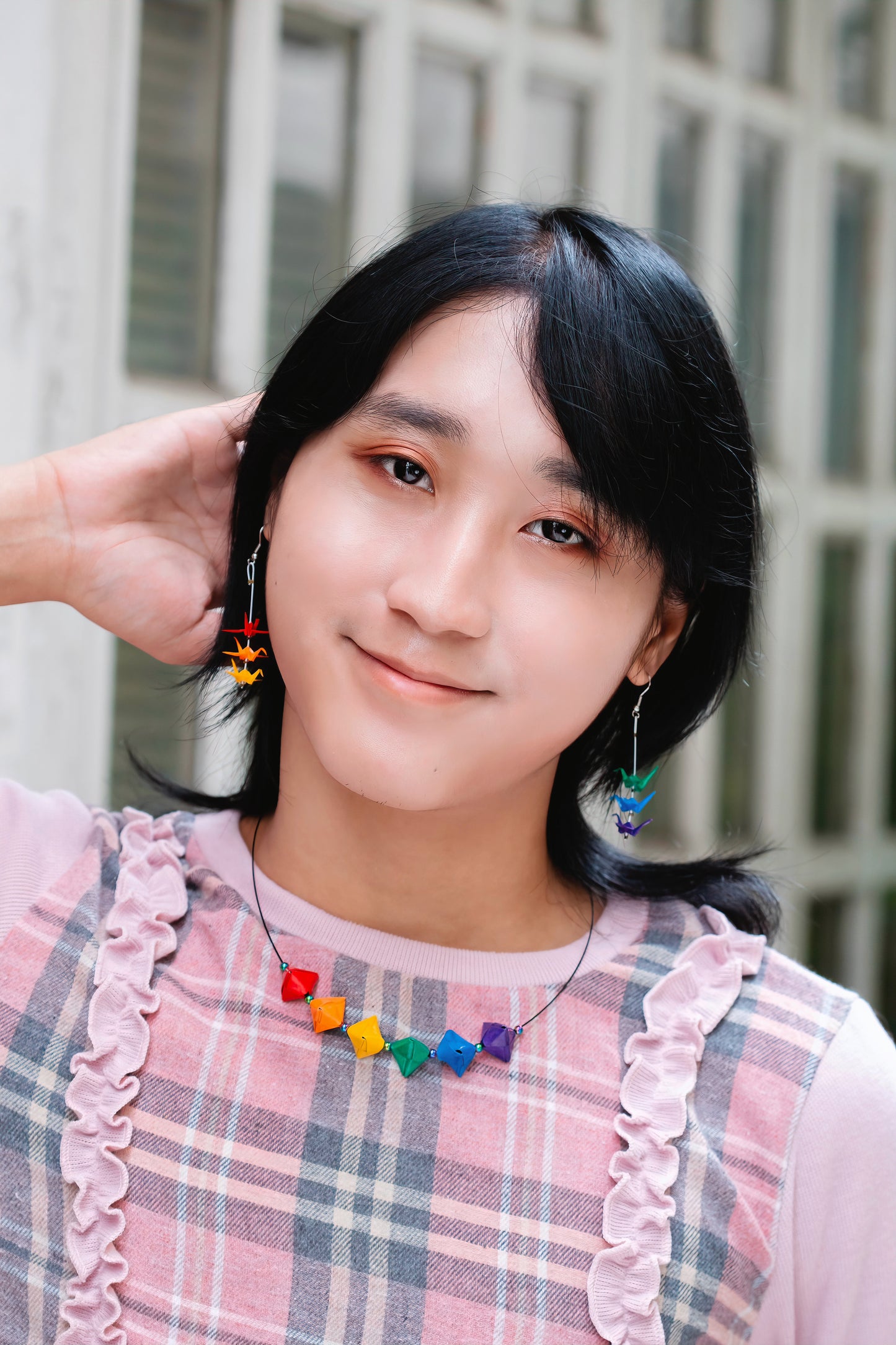 Rainbow Mini Crane LGBTQ Origami Earrings