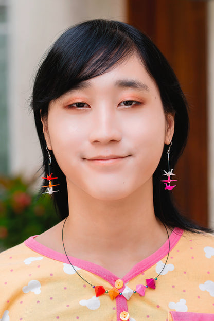 Lesbian Mini Crane LGBTQ Origami Earrings