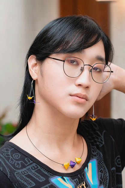 Intersexual Mini Crane LGBTQ Origami Earrings