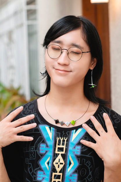 Agender Mini Crane LGBTQ Origami Earrings – detail view | Leverras Art