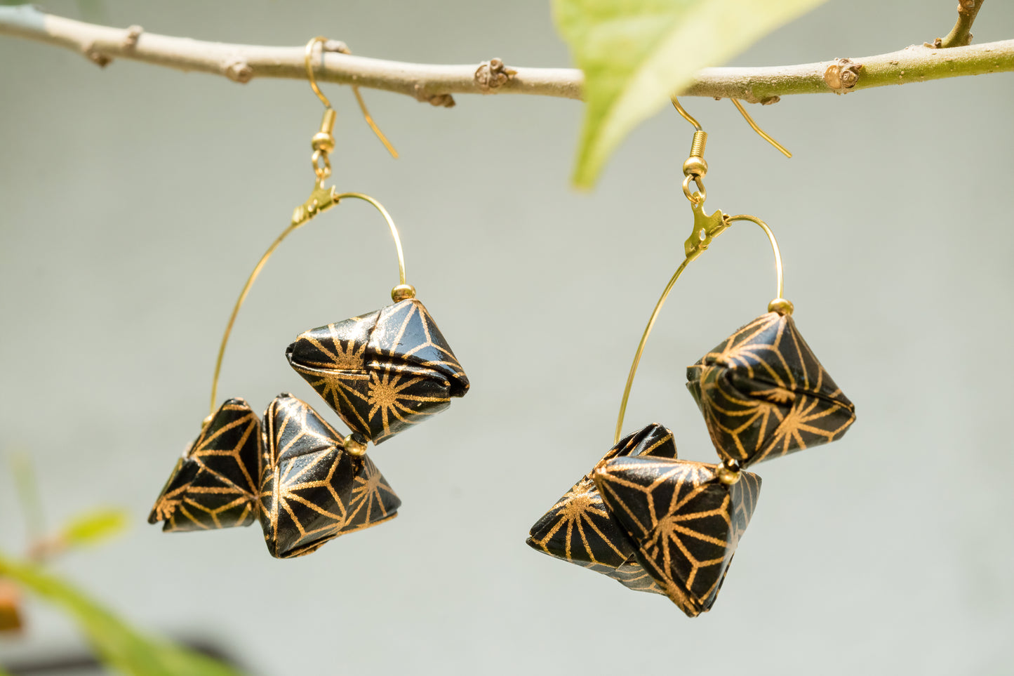 Triple Sonobe Origami Creole Earrings