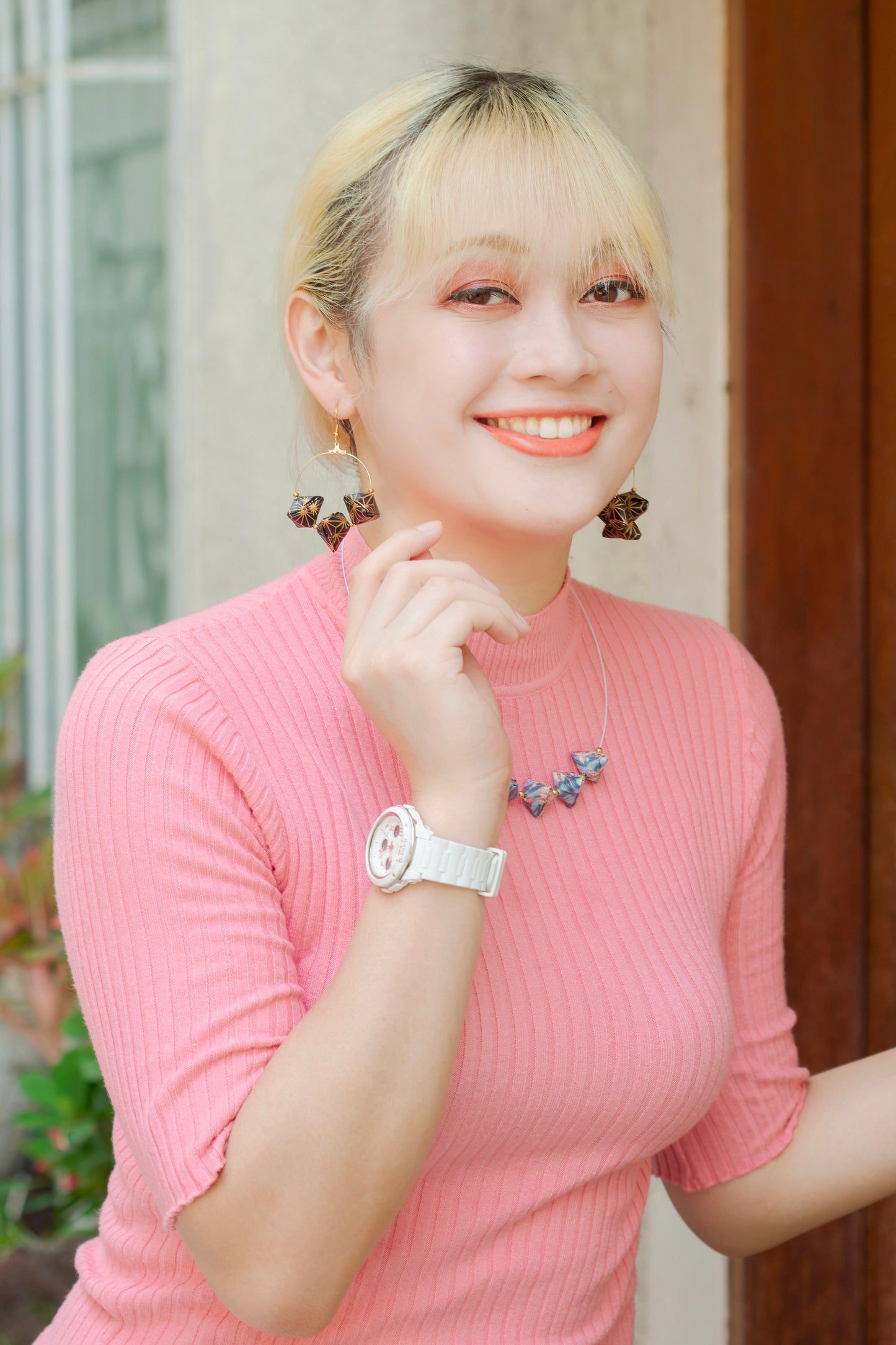 Triple Sonobe Origami Creole Earrings