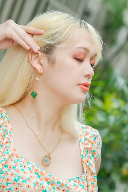 Sonobe Origami Green Creole Earrings