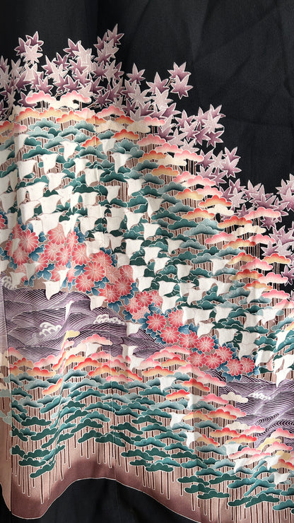 Wrap Skirt Upcycled Kimono Black