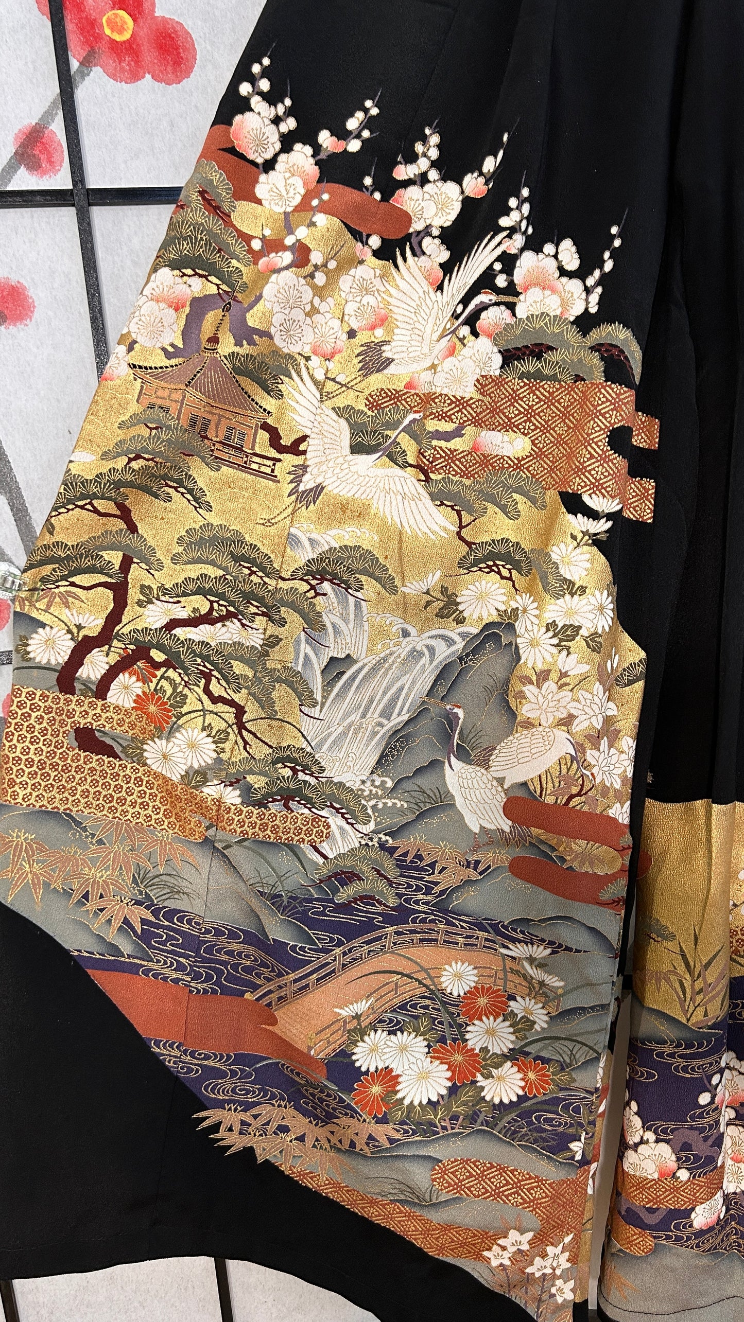 Palazzo Pants (Waist 58-66 cm) Upcycled Kimono Black