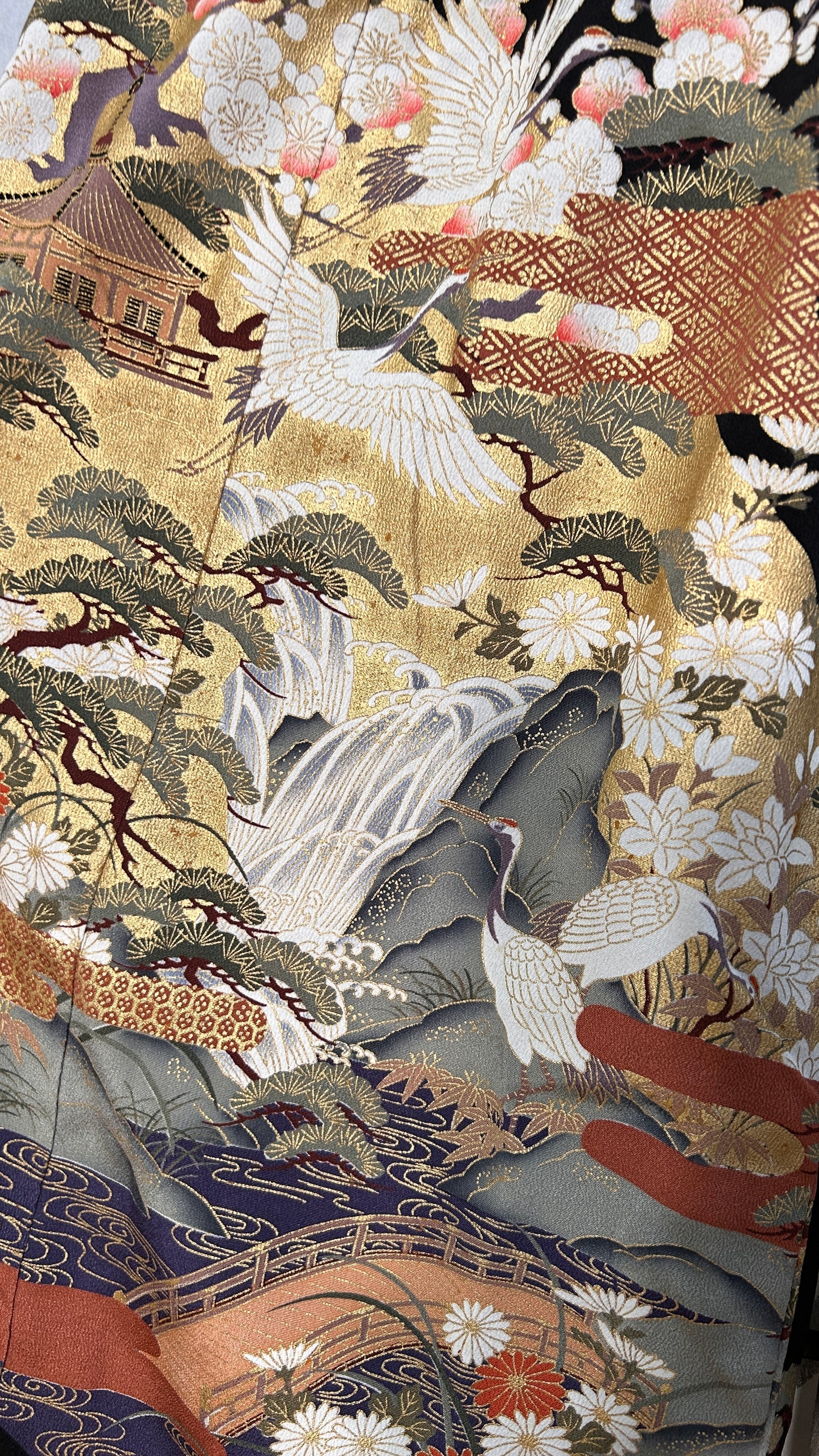 Palazzo Pants (Waist 58-66 cm) Upcycled Kimono Black