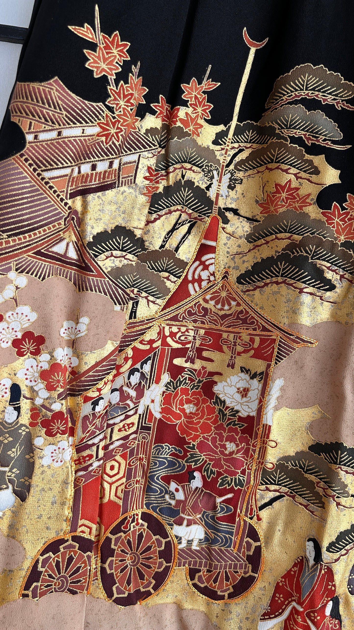 Palazzo Pants (Waist 78-86 cm) Upcycled Kimono Black