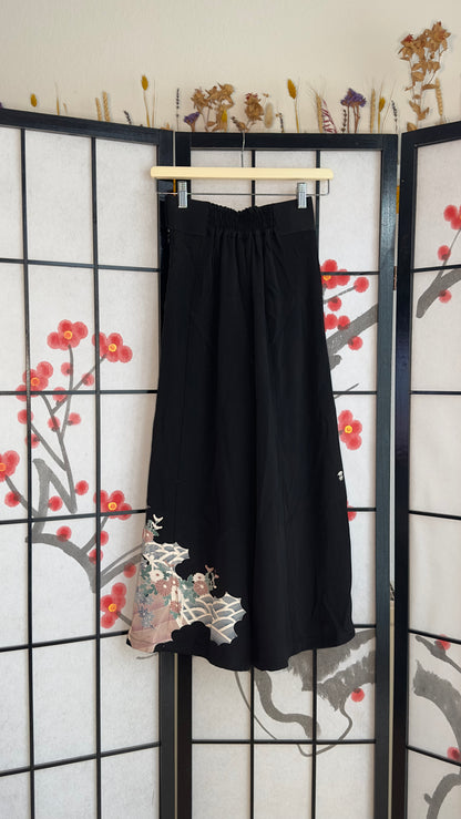 Palazzo Pants size S (Waist 63-71 cm) Upcycled Kimono Black