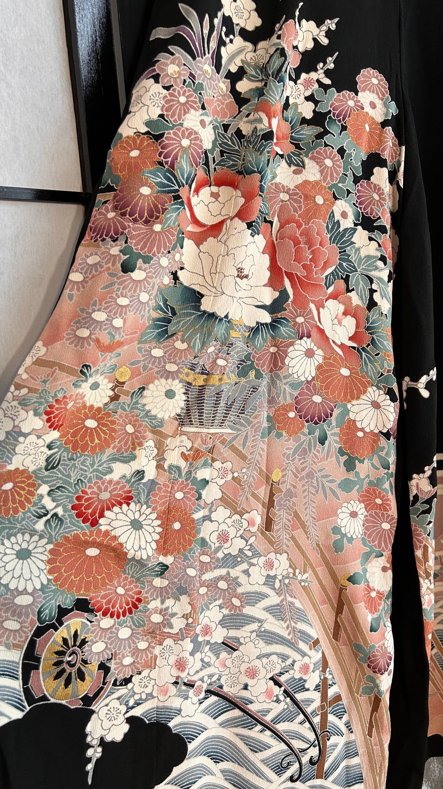 Palazzo Pants (Waist 63-71 cm) Upcycled Kimono Black