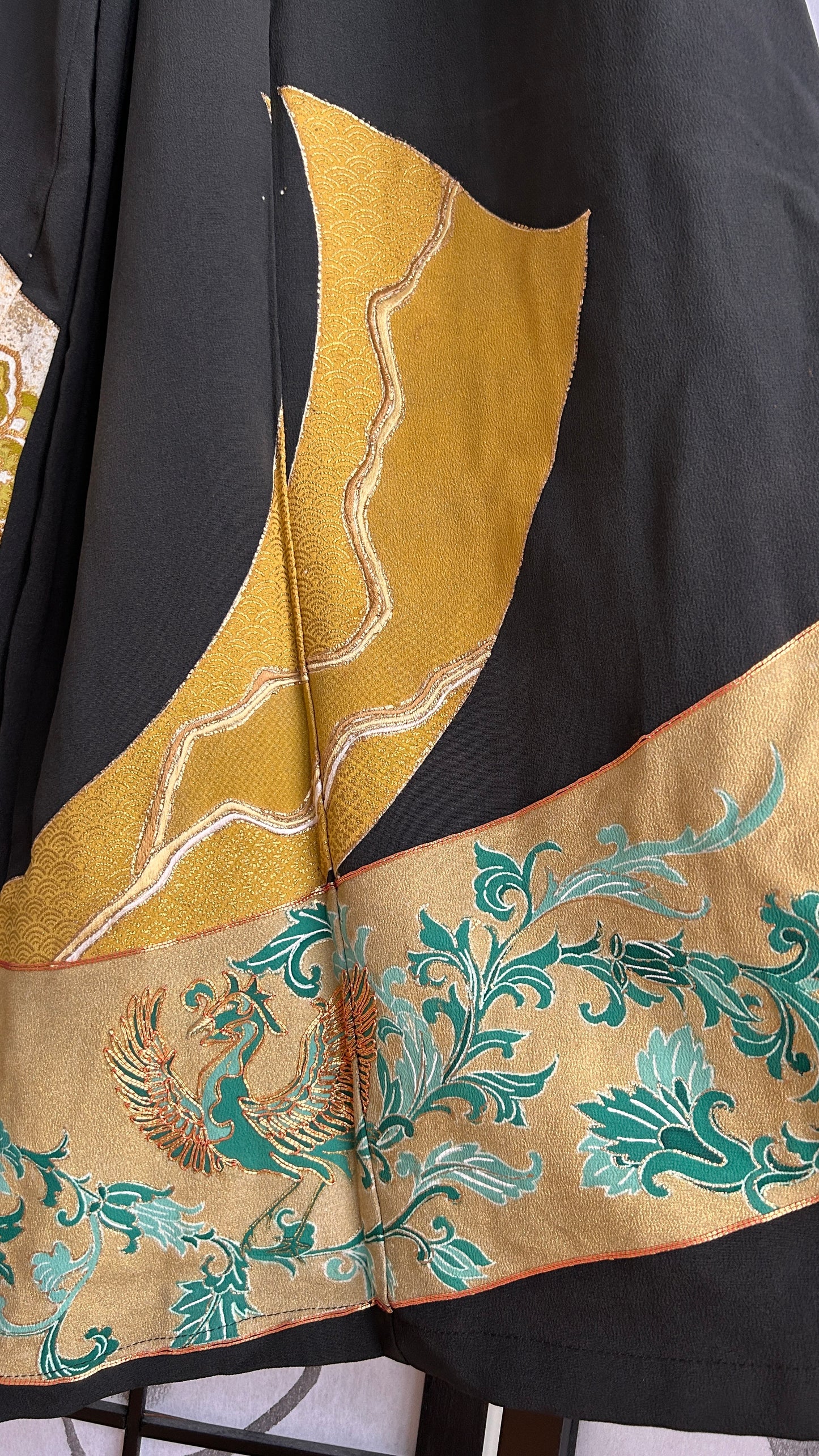 Palazzo Pants (Waist 63-71 cm) Upcycled Kimono Black