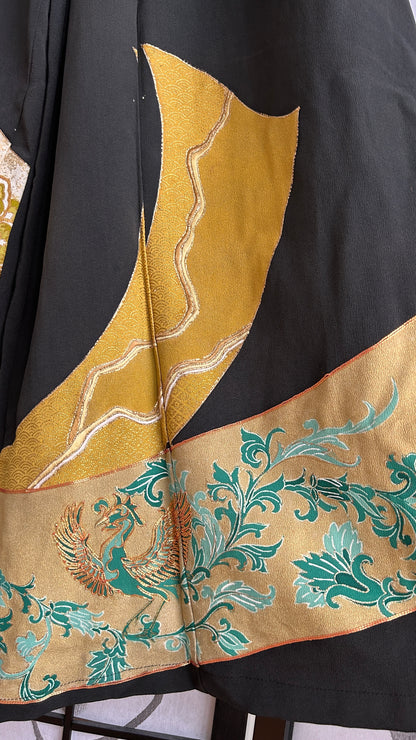 Palazzo Pants size S (Waist 63-71 cm) Upcycled Kimono Black